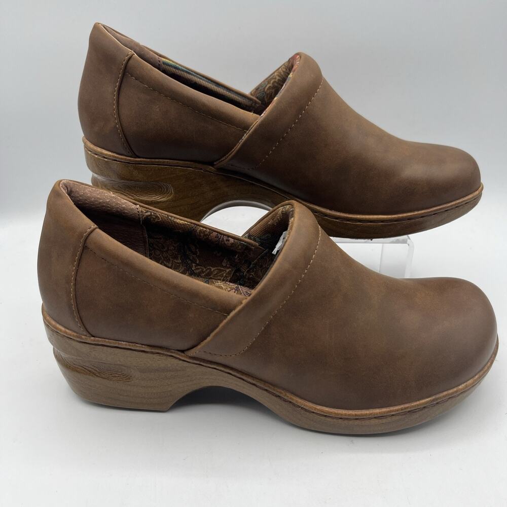 B.O.C Women's Peggy II Clogs, 10M, Slip-on Brown Leather, Pre-owned